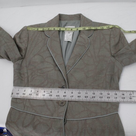 Armani Collezioni blazer womens 2 Flax linen blend 3 button textured geometric - Picture 12 of 16